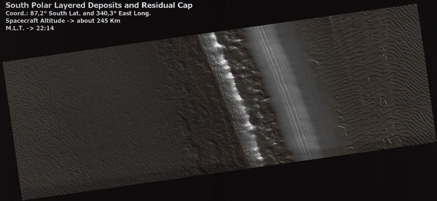 South Polar Layered Deposits and Scarp (Absolute Natural Colors; credits: Dr Paolo C. Fienga - Lunexit Team)
nessun commento
Parole chiave: Mars from orbit - South Polar Features - SPLD and Scarp