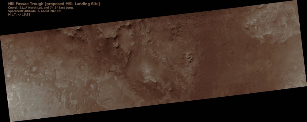 Proposed MSL Landing Site in Nili Fossae (Natural Colors; credits for the additional process. and color.: Dr Paolo C. Fienga - Lunexit Team) 
nessun commento
Parole chiave: Mars from orbit - Nili Fossae Region