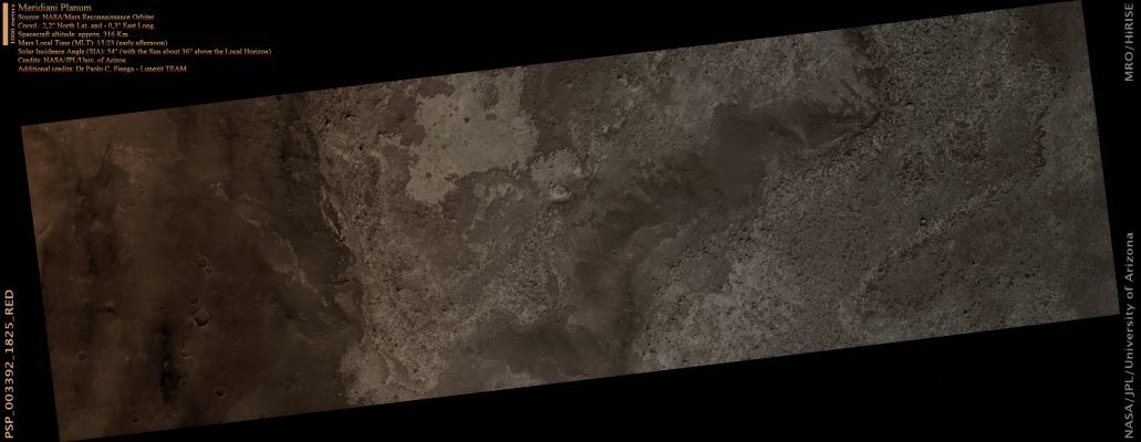 Meridiani Planum (Natural Colors; credits for the additonal process. and color.: Dr Paolo C. Fienga - Lunexit Team)
nessun commento
Parole chiave: Mars from orbit - Meridiani Planum