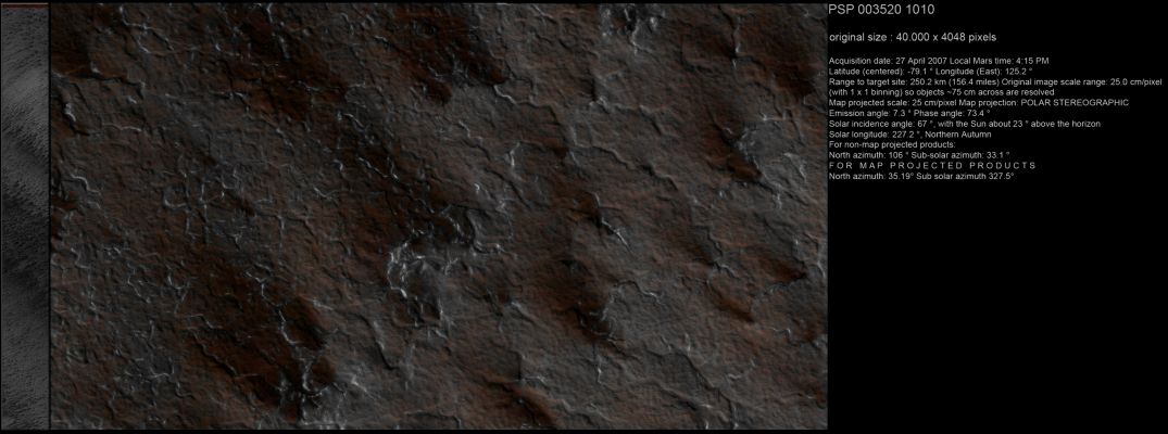 Spiders (Natural Colors; credits: Dr M. Faccin & Lunar Explorer Italia)
nessun commento
Parole chiave: Mars from orbit - South Polar Regions - Spiders