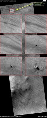 Unbelievable: a TRUE Martian Monolith! (photo-mosaic; credits: Dr G. Barca)
Una nuova e, potenzialmente, Straordinaria possibile Scoperta da parte del nostro Dr Gianluigi Barca: dopo le Cuspidi di Blair, il Monolito di Phobos e la Torre di Mimas, ecco una nuova e, se guarderete tutte le immagini che Vi proponiamo con ESTREMA CURA e ATTENZIONE, davvero bizzarra e suggestiva "Struttura Colonnare a Pianta Quadrata e Regolare".
Il pensiero e l'immaginazione volano subito all'immortale "2001 - A Space Odyssey" oppure, per gli Appassionati di Eso-Archeografia, alla possibile porzione affiorante di una struttura assai più complessa, rimasta sepolta (chissà) per ere ed ere, ed ora riportata parzialmente alla luce dall'azione dei Venti e dei minicicloni (noti come Dust-Devils) che battono costantemente questa Regione Marziana (Terra Promethei).
Nei prossimi giorni, dopo aver meglio analizzato il ctx frame e, spanna dopo spanna, i dintorni del Monolito, Vi diremo qualcosa di più.

Per adesso, vogliamo solo fare - nella maniera più sobria, ma anche più "pubblica" possibile -, i nostri GRANDI COMPLIMENTI al Dr Gianluigi Barca, Ricercatore Senior, nonchè Presidente della Sez. Liguria e Piemonte di Lunar Explorer Italia: Bravissimo!
Parole chiave: Mars from orbit - Controversial Feature - The "Monolith"