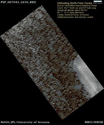 Defrosting North Polar Dunes (Absolute Natural Colors; credits for the additional process. and color: Dr Paolo C. Fienga - Lunexit Team)
nessun commento
Parole chiave: Mars from orbit - North Polar Regions