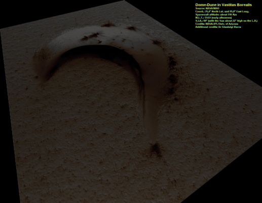 Barchan Dune in Vastitas Borealis (Perspective View and Natural Colors; credits: Dr G. Barca)
nessun commento
Parole chiave: Mars from orbit - Dune - Vastitas Borealis Region