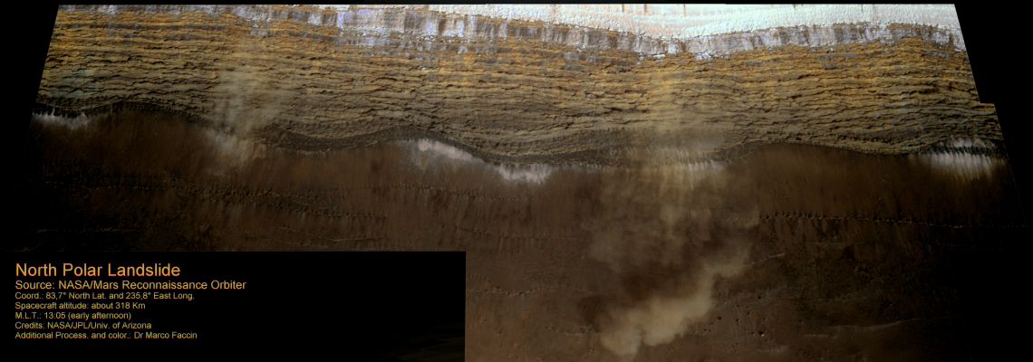 North Polar Landslide (Special Processing by Dr M. Faccin)
nessun commento
Parole chiave: Mars from orbit - Landslide - North Polar Regions