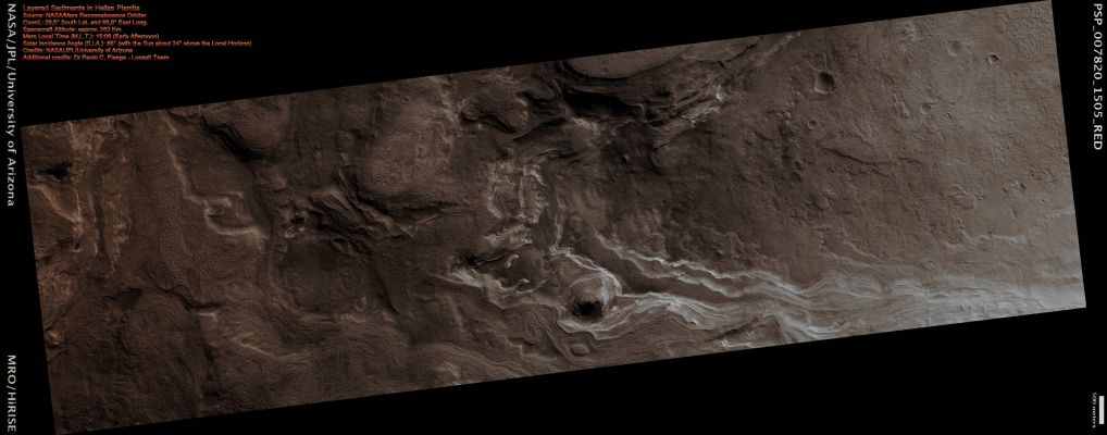 Layered Sediments in Hellas Planitia (Natural Colors; credits for the additional process. and color.: Dr Paolo C. Fienga - Lunexit Team)
nessun commento
Parole chiave: Mars from orbit - Hellas Planitia