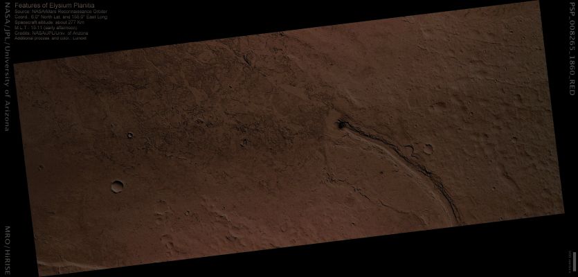 Features of Elysium Planitia (Absolute Natural Colors; credits for the additional process. and color: Dr Paolo C. Fienga - Lunexit Team)
nessun commento
Parole chiave: Mars from orbit - Volcanic Regions - Elysium Planitia