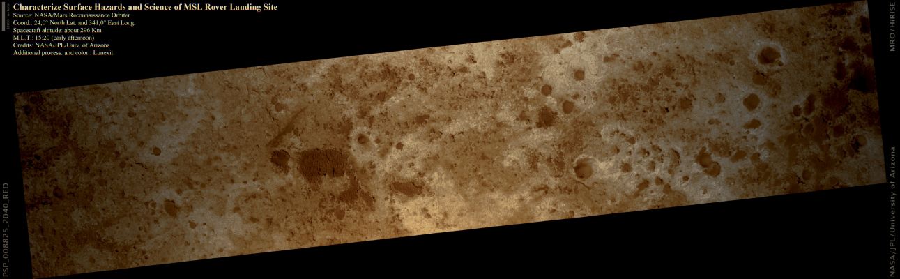Characterize Surface Hazards and Science of Possible MSL Rover Landing - Mawrth Vallis (natural colors; credits: Lunexit)
nessun commento
Parole chiave: Mars from orbit - Mawrth Vallis Region