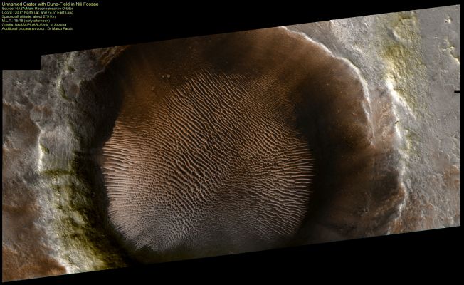 Unnamed Crater in Nili Fossae Region (True Colors; credits: Dr M. Faccin)
nessun commento
Parole chiave: Mars from orbit - Craters - Unnamed Crater in Nili Fossae Region