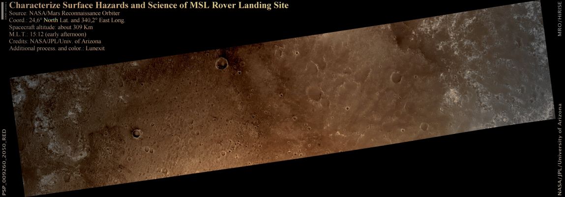 Characterize Surface Hazards and Science of Possible MSL Rover Landing - Mawrth Vallis (natural colors; credits: Lunexit)
nessun commento
Parole chiave: Mars from orbit - Mawrth Vallis Region