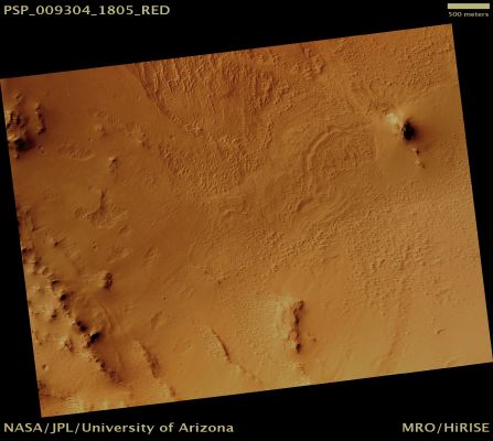 Equatorial Rocky Terrain (possible True Colors; credits: Lunar Explorer Italia)
Mars Local Time: 15:25 (early afternoon)
Coord. (centered): 0,6° North Lat. and 223,9° East Long.
Spacecraft altitude: 269,2 Km (such as about 168,2 miles) 
Original image scale range: 53,9 cm/pixel (with 1 x 1 binning) so objects ~1,62 mt across are resolved 
Map projected scale: 50 cm/pixel 
Map projection: EQUIRECTANGULAR 
Emission Angle: 0,0° 
Phase Angle: 55,1°
Solar Incidence Angle: 55° (meaning that the Sun is about 35° above the Local Horizon)
Solar Longitude: 101,7° (Northern Summer)
Credits: NASA/JPL/University of Arizona
Additional process. and coloring: Lunar Explorer Italia
Parole chiave: Mars from orbit - Equatorial Region