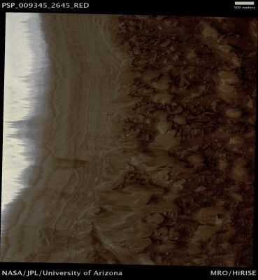 Basal Unit Contact in North Polar Layered Deposits (Natural Colors; credits: Lunar Explorer Italia)
nessun commento
Parole chiave: Mars from orbit - North Polar Features - NPLD