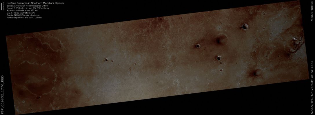 Southern Meridiani Planum (Absolute Natural Colors; credits for the additional process. and color.: Dr Paolo C. Fienga - Lunexit Team)
nessun commento
Parole chiave: Mars from orbit - Meridiani Planum