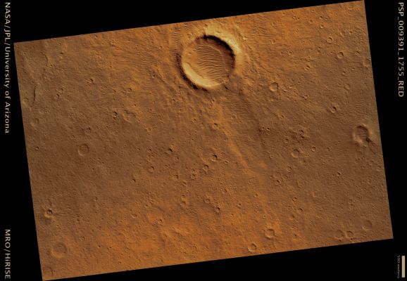 Peri-Equatorial Dusty Terrain (possible True Colors; credits: Lunar Explorer Italia)
Mars Local Time: 15:30 (middle afternoon)
Coord. (centered): 4,5° South Lat. and 10,0° East Long.
Spacecraft altitude: 271,7 Km (such as about 169,8 miles) 
Original image scale range: 27,2 cm/pixel (with 1 x 1 binning) so objects ~82 cm across are resolved 
Map projected scale: 25 cm/pixel 
Map projection: EQUIRECTANGULAR 
Emission Angle: 9,5° 
Phase Angle: 51,6°
Solar Incidence Angle: 59° (meaning that the Sun is about 31° above the Local Horizon)
Solar Longitude: 104,7° (Northern Summer)
Credits: NASA/JPL/University of Arizona
Additional process. and coloring: Lunar Explorer Italia
