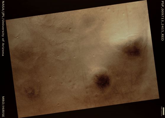 Vastitas' Rocky Terrain (possible True Colors; credits: Lunar Explorer Italia)
Mars Local Time: 15:10 (early afternoon)
Coord. (centered): 61,4° North Lat. and 208,0° East Long.
Spacecraft altitude: 310,1 Km (such as about 193,8 miles) 
Original image scale range: 31,0 cm/pixel (with 1 x 1 binning) so objects ~93 cm across are resolved 
Map projected scale: 25 cm/pixel 
Map projection: EQUIRECTANGULAR 
Emission Angle: 0,3° 
Phase Angle: 50,8°
Solar Incidence Angle: 51° (meaning that the Sun is about 39° above the Local Horizon)
Solar Longitude: 116,2° (Northern Summer)
Credits: NASA/JPL/University of Arizona
Additional process. and coloring: Lunar Explorer Italia
Parole chiave: Mars from orbit - Vastitas Borealis