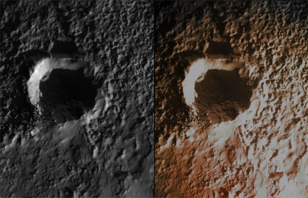 Shadows on the Terminator
Coord.: 32,4° South Lat. and 20,6° East Long.
Spacecraft altitude: about 257 Km
M.L.T.: 15:37 (middle afternoon)
S.I.A.: 74° (meaning that the Sun is about 16° on the L.H.)
Region: Hellas Planitia
Parole chiave: Mars from orbit - Craters - Unnamed Crater in Acidalia Planitia