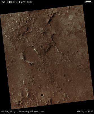 Sample of Area in East Thaumasia Planum with Lighter-Toned Rock Outcrops (Natural Colors; credits: Lunar Explorer Italia)
Mars Local Time: 15:43 (middle afternoon)
Coord. (centered): 22,1° South Lat. and 299,0° East Long.
Spacecraft altitude: 253,6 Km (such as about 158,5 miles) 
Original image scale range: 25,4 cm/pixel (with 1 x 1 binning) so objects ~ 76 cm across are resolved 
Map projected scale: 25 cm/pixel
Map projection: EQUIRECTANGULAR 
Emission Angle: 0,4° 
Phase Angle: 66,5°
Solar Incidence Angle: 66° (meaning that the Sun is about 24° above the Local Horizon)
Solar Longitude: 142,2° (Northern Summer)
Credits: NASA/JPL/University of Arizona
Additional process. and coloring: Lunar Explorer Italia
Parole chiave: Mars from orbit - Thaumasia Planum