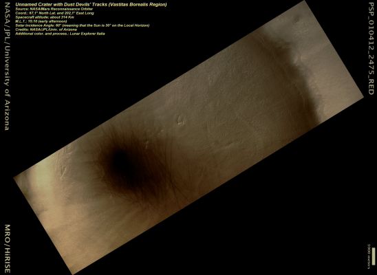 Unnamed Crater with DD Tracks (Natural Colors; credits: Lunar Explorer Italia)
nessun commento
Parole chiave: Mars from orbit - Craters - Unnamed Crater with DD Tracks