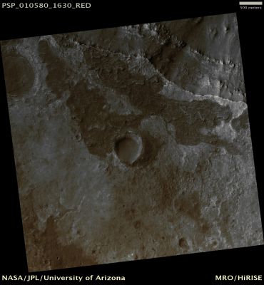 Plains near Valles Marineris (possible Natural Colors; credits: Lunar Explorer Italia)
Mars Local Time: 15:44 (middle afternoon)
Coord. (centered): 17,0° South Lat. and 309,6° East Long.
Spacecraft altitude: 257,0 Km (such as about 160,6 miles) 
Original image scale range: 25,7 cm/pixel (with 1 x 1 binning) so objects ~77 cm across are resolved 
Map projected scale: 25 cm/pixel
Map projection: EQUIRECTANGULAR 
Emission Angle: 0,2° 
Phase Angle: 63°
Solar Incidence Angle: 63° (meaning that the Sun is about 27° above the Local Horizon)
Solar Longitude: 149,0° (Northern Summer)
Credits: NASA/JPL/University of Arizona
Additional process. and coloring: Lunar Explorer Italia
Parole chiave: Mars from orbit - Peri-equatorial Plains