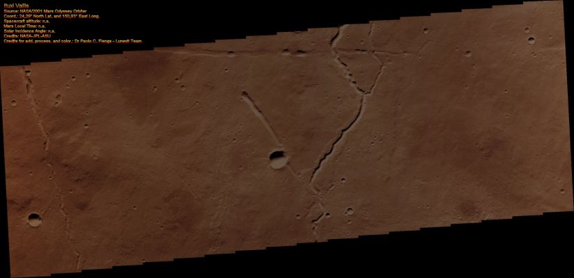 Pits and Channels in Ituxi Vallis (Natural Colors; credits for the additional process. and color.: Dr Paolo C. Fienga - Lunexit Team)
nessun commento
Parole chiave: Mars from orbit - Collapse Features - Ituxi Vallis