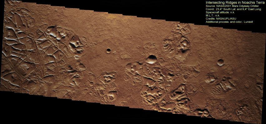 Polygonal and Linear Ridges in Noachis Terra (Enhanced Natural Colors; credits for the additional process. and color.: Dr Paolo C. Fienga - Lunexit Team)
nessun commento
Parole chiave: Mars from orbit - Ridges - Noachis Terra
