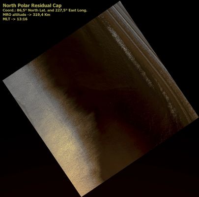 North Polar Residual Cap (possible natural colors; credits: Lunar Explorer Italia)
nessun commento
Parole chiave: Mars from orbit - North Polar Features - NPRD