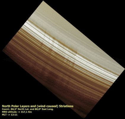 North Polar Layers and WInd-caused Striations (Natural Colors; credits for the additional process. and color.: Dr Paolo C. Fienga - Lunexit Team)
nessun commento
Parole chiave: Mars from orbit - North Polar Features - Layers and Striations