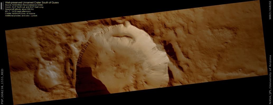 Well-Preserved Unnamed Crater South of Gusev Crater (natural colors; credits: Lunexit)
nessun commento
Parole chiave: Mars from orbit - Craters - Unnamed Crater South of Gusev Crater