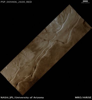 Exposed Rupes Tenuis of the Southern Margin of Hyperborea Lingula
Mars Local Time: 14:42 (early afternoon)
Coord. (centered): 79,9° North Lat. and 302,1° East Long.
Spacecraft altitude: 320,6 Km (such as about 200,3 miles) 
Original image scale range: 32,1 cm/pixel (with 1 x 1 binning) so objects ~64,1 cm across are resolved 
Map projected scale: 25 cm/pixel 
Map projection: EQUIRECTANGULAR 
Emission Angle: 8,0° 
Phase Angle: 51,8°
Solar Incidence Angle: 58° (meaning that the Sun is about 32° above the Local Horizon)
Solar Longitude: 105,3° (Northern Summer)
Credits: NASA/JPL/University of Arizona
Additional process. and coloring: Lunar Explorer Italia
Parole chiave: Mars from orbit - Hyperborea Lingula