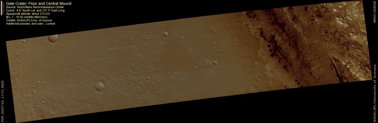 Surface Features inside Gale Crater (natural colors; credits: Lunexit)
nessun commento
Parole chiave: Mars from orbit - Craters - Gale Crater