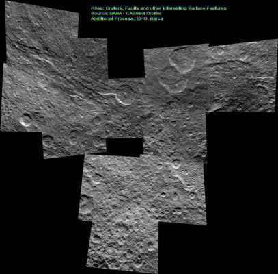 Rhea (Image-Mosaic; credits: Dr G. Barca)
Dedicato ai Ragazzi di Pasadena ed allo Space Science Institute (che ci offre, quest'ultimo, dei prodotti fotografici - spesso - inguardabili).
Parole chiave: Saturn's Moon - Rhea