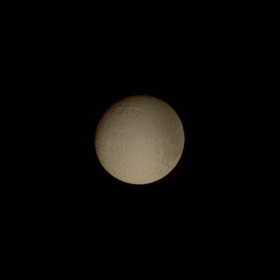 Rhea (Natural Colors; credits: Lunexit)
Caption NASA:"The battered features of the moon Rhea, seen at low phase, appear washed out by the Sun. 
This view looks toward the Saturn-facing side of Rhea at a Sun-Rhea-Spacecraft, or Phase, Angle of 15°. To see Rhea at an even lower phase angle -- near opposition -- see PIA10542. 
North on Rhea is up and rotated 7° to the left. 

The image was taken in Visible Light with the Cassini spacecraft narrow-angle camera on May 26, 2009. The view was obtained from a distance of approx. 1,4 MKM (such as about 870.000 miles) from Rhea. 
Image scale is roughly 9 Km (approx. 5,5 miles) per pixel".
Parole chiave: Saturn's Moon - Rhea