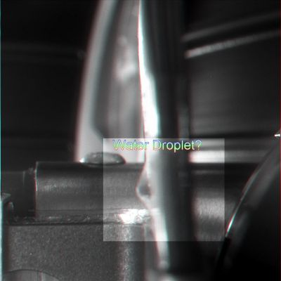 Is that a "Water Droplet"?!? - Sol 2 (detail - credits: Dr Marco Faccin)
Caption NASA:"Microscopic Imager Non-linearized Full frame EDR acquired on Sol 2 of Spirit's mission to Gusev Crater at approximately 14:47:12 Mars Local Solar Time; Microscopic Imager dust cover commanded to be NULL or N/A".
Parole chiave: Microscopic Imager - Possible Water Droplet - Controversial