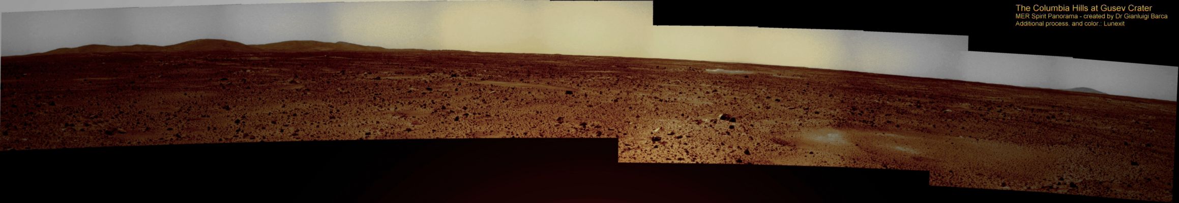 Gusev's Horizon - Sol 11 (Enhanced Natural Colors; credits for the additional process. and color.: Dr G. Barca - Lunexit Team)
nessun commento
Parole chiave: Mars Panorama - Gusev Crater - Columbia Hills