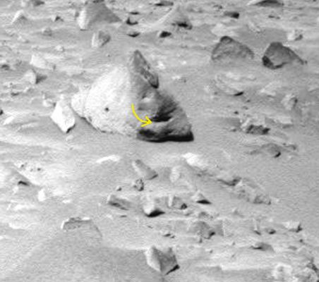 The "Martian Rat" strikes again! (2 - credits: Lorenzo Leone)
"...Non credo che ciò sia dovuto ad una compressione del file in quanto, osservando l'ambiente circostante, notiamo che esso rimane comunque sostanzialmente invariato (e cioè non si ravvisano gravi e pesanti distorsioni di alcun tipo) da quando si può intravedere una sagoma simile ad un ratto, a quando la sagoma sembra essere sparita.
Ora, io parto da un punto focale della questione che potrebbe far rivedere (forse ed in qualche modo) l'approccio allo studio dei frames. 
E cioè: dal momento che Marte sembra avere 1/3 dell'illuminazione solare terrestre, presumo che l'ambiante marziano sia decisamente buio.
Come molti di noi sapranno, per effettuare delle riprese fotografiche valide avrò necessità di: 

a) avere un flash, al fine di illuminare zone decisamente buie oppure 
b) dare maggiore apertura al diaframma, con la risultante che tutto ciò che è in movimento risulterà - come ovvio - mosso (sbiadito/sfocato) nella foto.
 
Analizzando quindi le due immagini che ho rinominato Ratt 1 e Ratt 2 shift, quella che potrebbe essere una forma vita biologica di qualche tipo, effettua un movimento verso il basso (si veda questo quadro) lasciando sul frame l'impronta della precedente posizione a favore della nuova.
Si potrà notare, infatti, come in questo quadro (RATT 2 shift) si veda una sorta di "sfocatura" proprio nella posizione originale del cosiddetto Ratto.
 
In sintesi, a mio modesto avviso, su quella roccia qualcosa succede. Ratto o NON Ratto, forse siamo davanti ad una possibile prova che qualcosa (sempre FORSE), lassù, si muove.
 
Oppure decidendo per un pianeta decisamente disabitato da qualsiasi forma di vita, potrei dire che qualcuno alla NASA "tarocca" i frames a piacimento per destabilizzare e mettere nel ridicolo tutti i Gruppi di Ricerca Indipendenti, sìano essi seri o non seri...".

Che dire di più? Di "cibo per i pensieri", qui, in queste immagini ed in queste riflessioni, ne abbiamo in quantità. Oltre non si può andare.

Un GRANDE Complimento ed un Grazie di Cuore a Lorenzo Leone per il Suo OTTIMO Lavoro!
Parole chiave: Martian Surface - Anomalous Surface Feature - The Rat