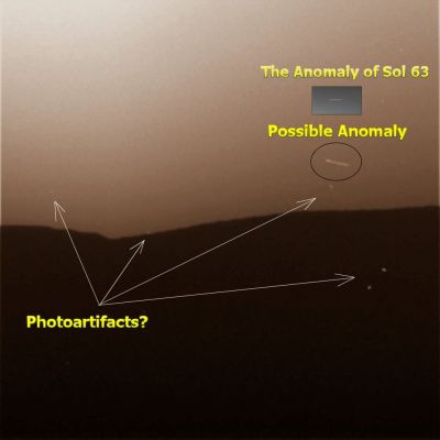 Just like a long time ago...
Osservate l'inset in b/n e quindi provate a rispondere a questa domanda: è mai possibile che, a distanza di tre anni dalla prima "Anomalìa", se ne sia verificata una seconda la quale è quasi del tutto identica a quella che la NASA stessa fece fatica a spiegare? Per rinfrescarVi la memoria, ecco che cosa dissero gli Amici di Pasadena della prima Stella Cadente Marziana:"Observing the sky with the green filter of it panoramic camera, the Mars Exploration Rover Spirit came across a surprise: a streak across the sky. The streak, seen in the middle of this mosaic of images taken by the navigation and panoramic cameras, was probably the brightest object in the sky at the time. Scientists theorize that the mystery line could be either a meteorite or one of seven out-of-commission spacecraft still orbiting Mars. Because the object appeared to move 4° of an arc in 15" it is probably not the Russian probes Mars 2, Mars 3, Mars 5 or Phobos 2; or the American probes Mariner 9 or Viking 1. That leaves Viking 2, which has a polar orbit that would fit with the North-South orientation of the streak. In addition, only Viking 1 and 2 were left in orbits that could produce motion as fast as that seen by Spirit. Said Mark Lemmon, a rover team member from Texas A&M University, Texas - "Is this the first image of a meteor on Mars, or an image of a spacecraft sent from another world during the dawn of our robotic space exploration program? We may never know, but we are still looking for clues".

Purtroppo, i "clues" (elementi probatori) di cui Mark Lemmon parlava non sono stati mai trovati. Almeno sino ad oggi...
Parole chiave: Martian Panorama - Possible Anomaly - Controversial