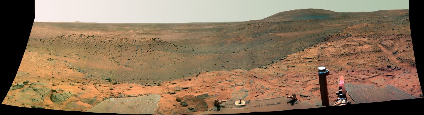 Spirit's West Valley Panorama (false colors; credits: NASA)
nessun commento
Parole chiave: Mars Panorama - Gusev Crater - Husband Hill and surroundings