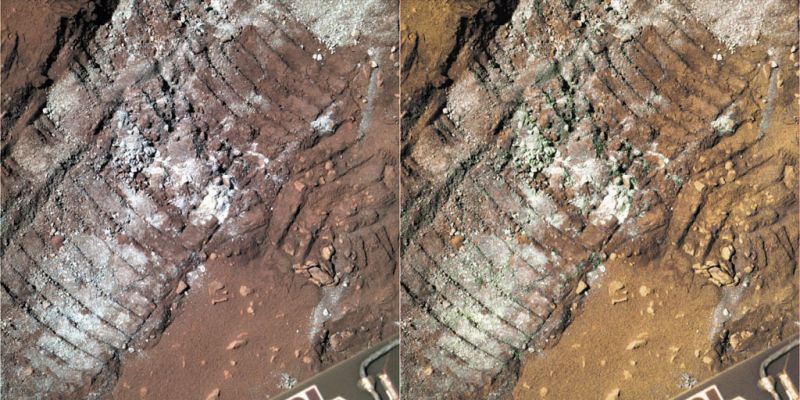 Rover Tracks and "emerging" Sulphates (?) - Sol 180 (credits: Dr M. Faccin)
nessun commento
Parole chiave: Martian Surface - Rover Tracks and Sulphates