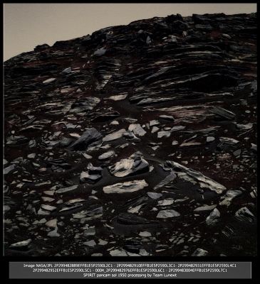 Up and Up, in Rockland - Sol 1950 (Natural Colors; credits: Elisabetta Bonora - Lunexit Team)
nessun commento
Parole chiave: Martian Surface - Rocks of various Size and Shape