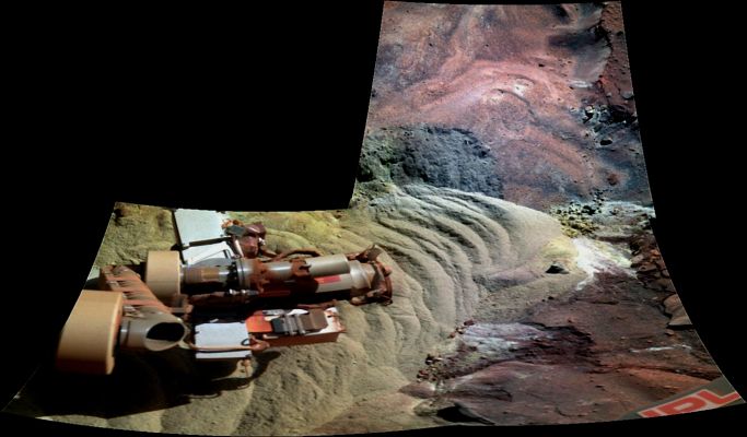 The Beautiful True Colors of Mars - Sol 2163 (Image Mosaic - Possible True Colors; credits: Dr G. Barca - Lunexit Team) 
...Meraviglioso...
Parole chiave: Martian Surface - Colourful Sands with possible Sulphates, Salts, Sulphur and other unknown Minerals