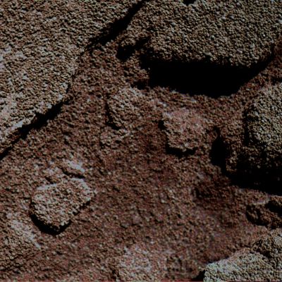 Berries' Colony in Gusev Crater - Sol 494 (True Colors; credits: Dr M. Faccin)
Questo tipo di Surface Feature, a nostro parere, è una ulteriore - probabilmente l'ennesima - prova dell'esistenza di Bocche Vulcaniche ancora attive nel Bacino di Gusev - e, in particolare, nei pressi di Husband Hill.
Si tratta di "Mirtilli Marziani"? Apparentemente si, ma agli Osservatori più attenti non potrà sfuggire la (ENORME!) differenza che esiste fra questi "Berries" e quelli (peduncolati e non peduncolati) tipici di Meridiani Planum. 

Una differenza non solo di forma e colore - e meno male che il colore non ha importanza... -, ma anche di disposizione fisica: questi granuli, infatti, oltre ad essere aggregati in maniera - apparentemente - caotica e decisamente sovrabbondante in rapporto alle dimensioni dell'area ripresa, sembrano anche essere "parte integrante" di questa modesta porzione del suolo e di un gruppo di macigni accatastati nelle prossimità di una leggera depressione del medesimo.

Siamo nelle vicinanze di una piccola "sorgente di acque termali"? ...forse...
Parole chiave: Martian Surface - Possible Volcanic Feature