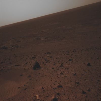 Small Hollow and Horizon - Sol 520 (Absolute Natural Colors; credits for the additional process. and color.: Dr Paolo C. Fienga - Lunexit Team)
Right Navigation Camera Non-linearized Full frame EDR acquired on Sol 520 of Spirit's mission to Gusev Crater at approximately 15:50:27 Mars Local Solar Time. 
Parole chiave: Martian Horizon - Gusev Crater