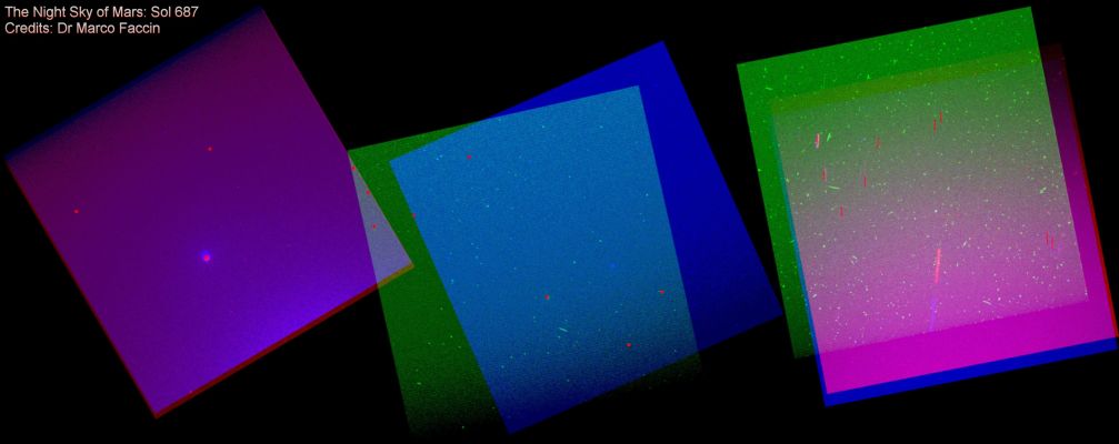 Martian Night-Sky (false colors & overlap - credits: Dr Marco Faccin) - Sol 687
nessun commento
Parole chiave: Martian Sky over Gusev Crater