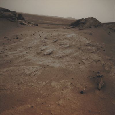 Spectacular Outcrop! (2) - Sol 694 (Absolute Natural Colors; credits for the additonal process. and color.: Dr Paolo C. Fienga - Lunar Explorer Italia)
Original caption:"Right Nav-Cam Non-linearized Full frame EDR acquired on Sol 694 of Spirit's mission to Gusev Crater at approximately 13:06:15 MLT". 
Parole chiave: Martian Surface - Rocky Outcrops and Skyline