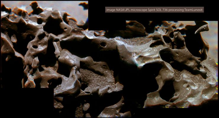 Igneous Sculpture - Sol 736 (an Image-Mosaic in Natural Colors by Dr Marco Faccin - Lunexit Team)
nessun commento
Parole chiave: Microscopic Imager - Igneous Rock (possible Lava)