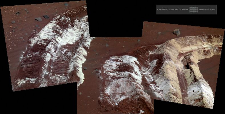 Rover Tracks - Sol 788 (High-Def Image-Mosaic and Natural Colors - credits: Dr Marco Faccin - Lunexit Team)
nessun commento
Parole chiave: Martian Surface - Rover Tracks