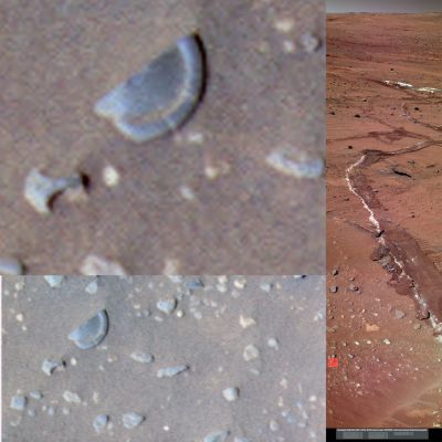 Explain THIS! - Sol 856 (EDM n.2 - Natural Colors; credits: Dr Marco Faccin)
Sappiamo già quello che in tanti diranno e scriveranno:"...ma che cos'è? E' un dettaglio che non si capisce...è troppo piccolo...è indefinito...non spiega nulla e non dimostra nulla...".

Si, certo. 
E sapete perchè? Perchè la "Gente" (al pari degli Anomaly Hunters della Domenica...) vuole essere stupita e, per credere, vuole vedere - rectius: DEVE VEDERE! - qualcosa di GRANDE: una Piramide - o magari un Gruppo di Piramidi! -, un Anfiteatro, un Cosmodromo, una "Faccia" che guarda verso il Cielo o magari una "Parabola" che punta verso il nulla...

Si, è vero: si cerca la "Prova Grande", perchè è "pensare comune" che SOLO la "Prova Grande" E' la "Prova Inconfutabile".

Ma non funziona così. 

Chi cerca la "Cattedrale" - e questo lo abbiamo già detto e scritto sino alla nausea (più nostra che Vostra, credeteci...) - alla fine, non vuole vedere altro e, anche se incespica e cade sopra un semplice, ma essenziale, "Mattone"...non lo vede!
Non lo considera.
Non lo capisce neppure.

Signori: QUESTO (a nostro modesto, ma informato, parere) è il MATTONE!

Guardatelo, studiatelo e, se siete DAVVERO bravi, spiegatelo e spiegatecelo.

Un plauso al Grande Marco Faccin
Parole chiave: Martian Surface - Extremely Controversial Surface Feature - The Locket