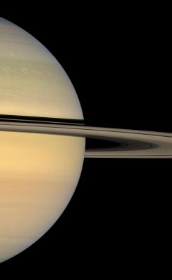 Saturn (natural colors; credits: NASA)
Caption NASA:"The Cassini Spacecraft looks toward the sunlit face of Saturn's Rings, whose shadows continue to slide southward on the Planet toward their temporary disappearance during equinox in August 2009. 
This two-frame color mosaic was created from images taken as part of a photometry observation of the Rings. Photometry observations are useful for determining a host of ring particle properties. 

This view looks toward the sunlit side of the Rings from about 3° below the Ring-Plane. Images taken using red, green and blue spectral filters were combined to create this natural color view. The images were acquired with the Cassini Spacecraft wide-angle camera on Aug. 22, 2008 at a distance of approx. 1,2 MKM (such as about 728.000 miles) from Saturn. 
Image scale is roughly 66 Km (about 41 miles) per pixel".
Parole chiave: Saturn
