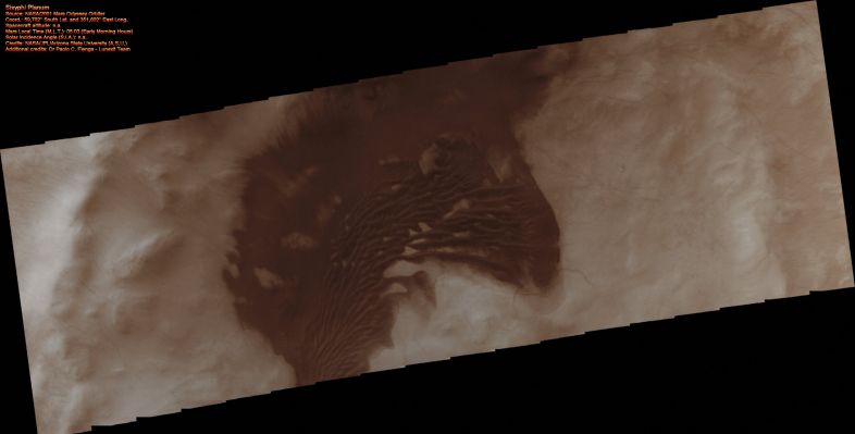 Features of Sisyphi Planum (Natural Colors; credits for the additional process. and color.: Dr Paolo C. Fienga - Lunexit Team)
nessun commento
Parole chiave: Mars from orbit - Dunes - Sisyphi Planum Region