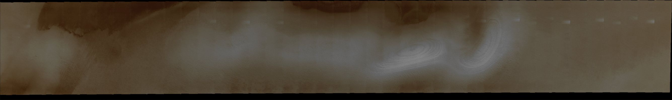 South Polar Dunes near Reynolds Crater (Natural Colors; credits: Lunar Explorer Italia)
Coord.: 77,1° South Lat. and 197,9° East Long.
Parole chiave: Mars from orbit - South Polar Regions - Dunes