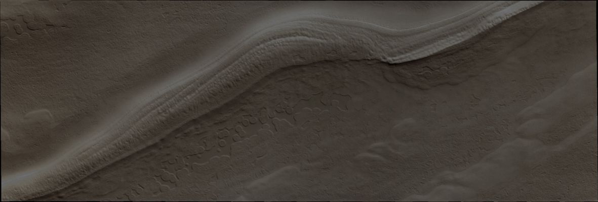 South Polar "Swiss-Cheese" Terrain (Absolute Natural Colors; credits: Dr Paolo C. Fienga - Lunexit Team)
Latitude: 86,450° South 
Longitude: 287,016° East 
Instrument: VIS 
Captured: February, 13th, 2011
Parole chiave: Mars from orbit - South Polar Features - Swiss-Cheese Terrain
